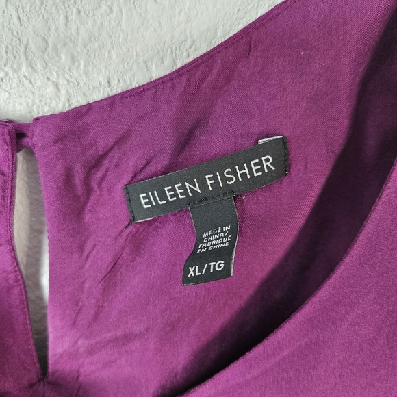 Eileen Fisher 100% Silk Sleeveless Dress Purple Size XL Minimalist - Picture 4 of 6